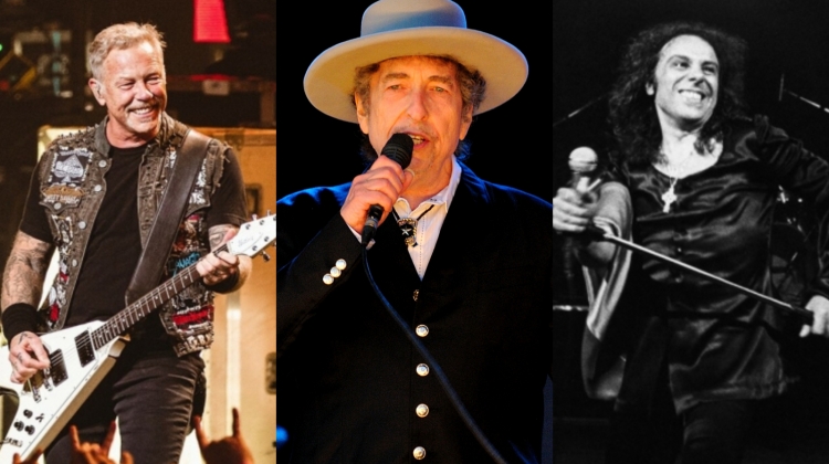 Bob Dylan Metallica Dio split 1600x900, Gus Stewart/Redferns via Getty Images